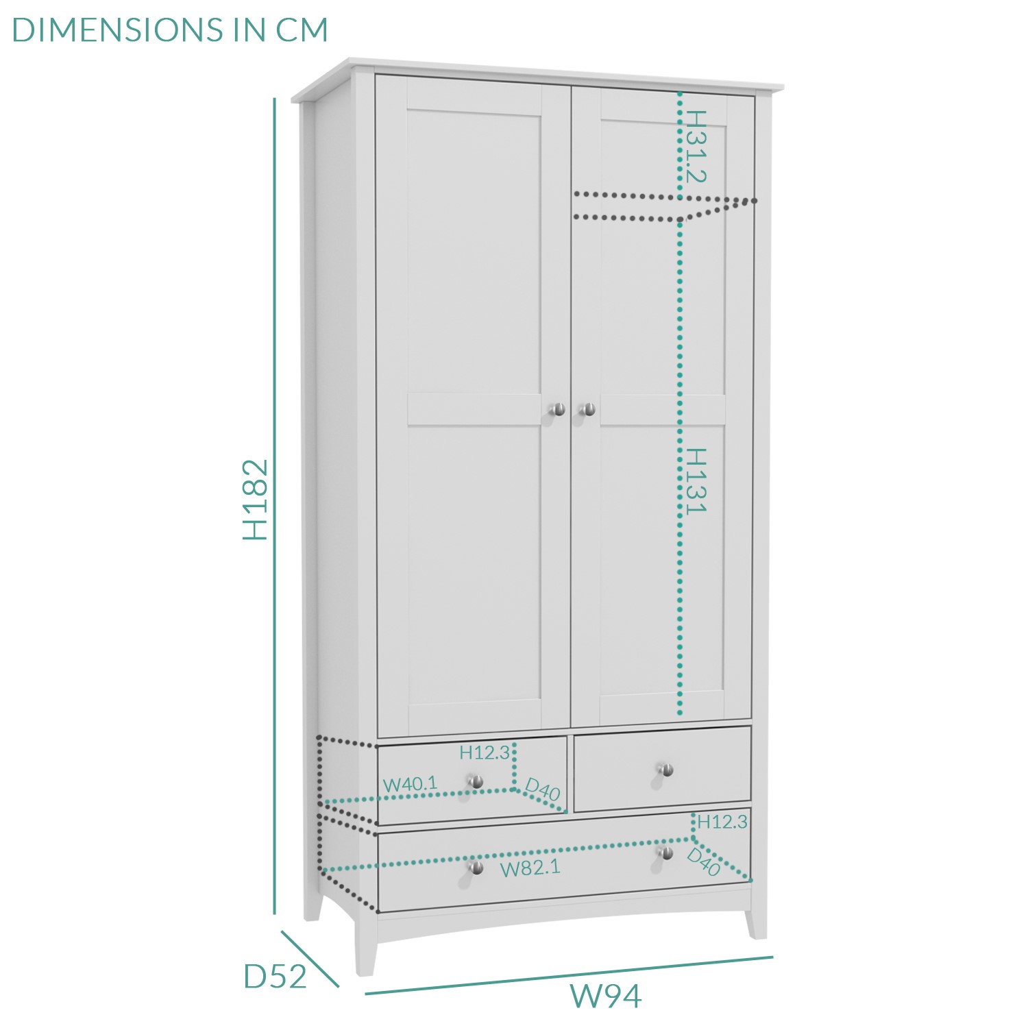 GRADE A1 Finch Combi Wardrobe in Light Grey Furniture123
