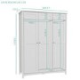 Grey Painted 3 Door Triple Wardrobe - Finch