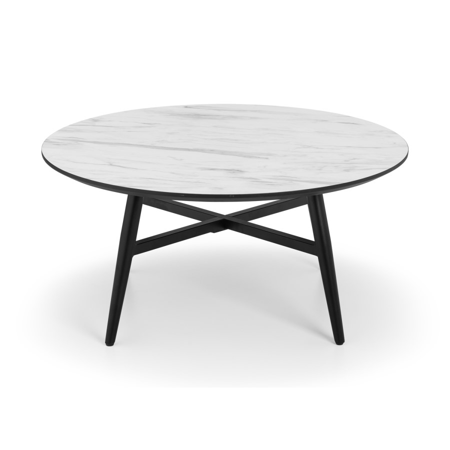 Small Round Coffee Table with Faux Marble Top - Julian Bowen Firenze
