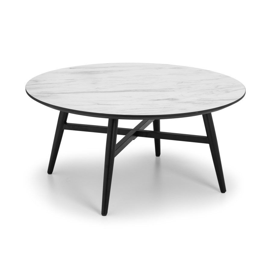 Small Round Coffee Table with Faux Marble Top - Julian Bowen Firenze