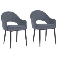 GRADE A1 - Pair of Charcoal Cord Dining Chairs - Flora