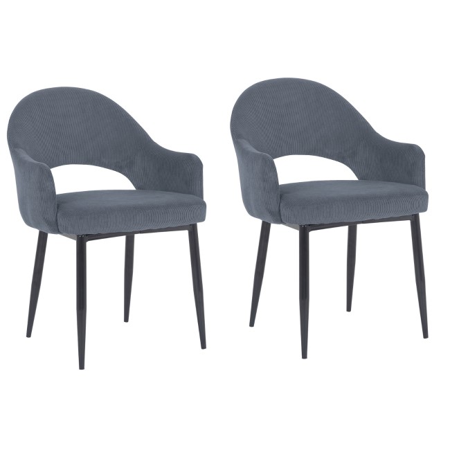Set of 2 Charcoal Cord Dining Chairs - Flora