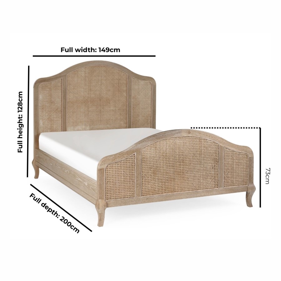 Light Oak Rattan Double Bed Frame - Fleur