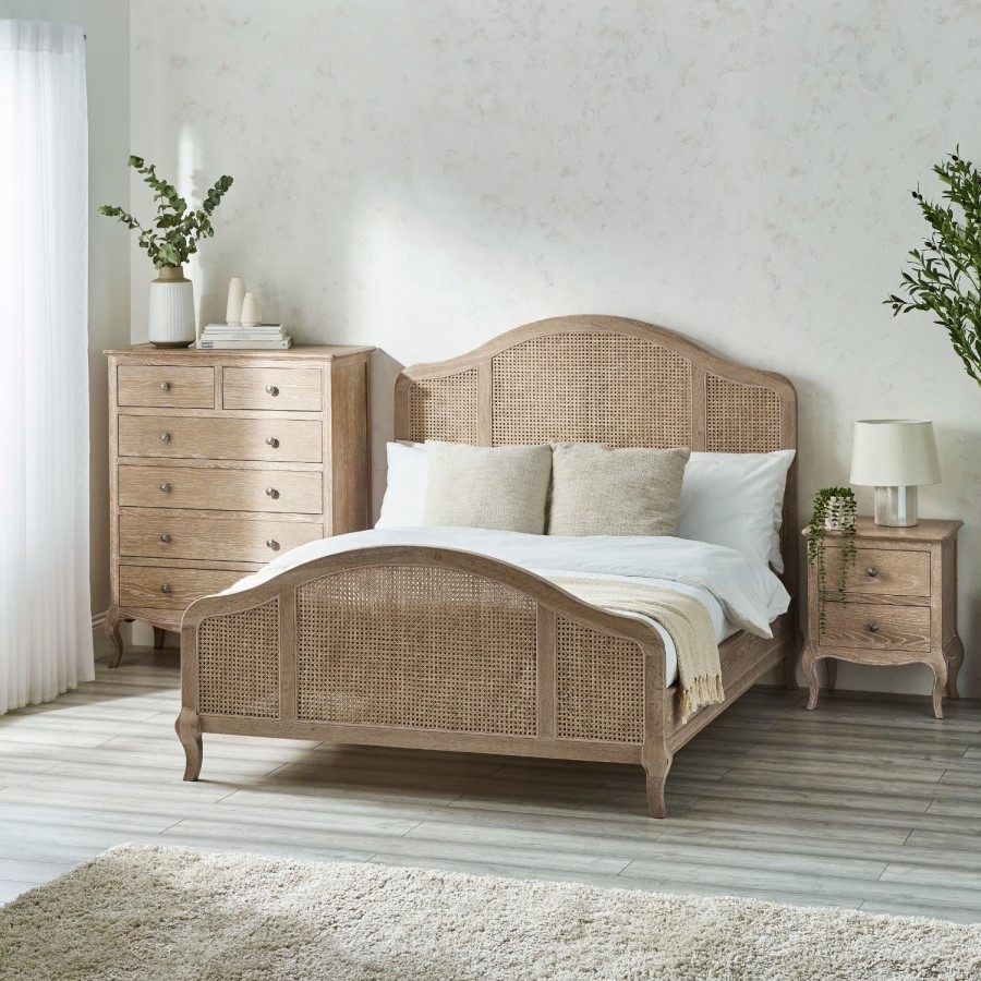 Light Oak Rattan Double Bed Frame - Fleur