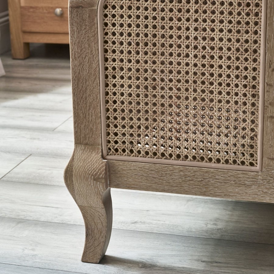 Light Oak Rattan Double Bed Frame - Fleur