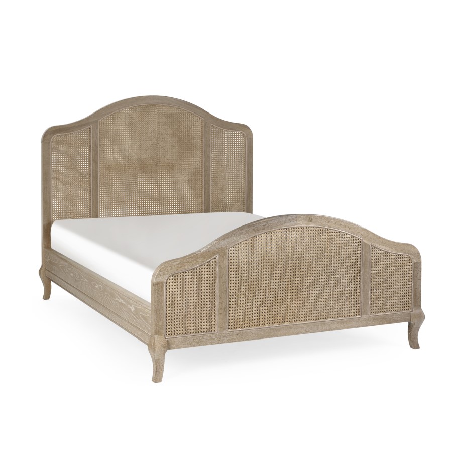 Light Oak Rattan Double Bed Frame - Fleur