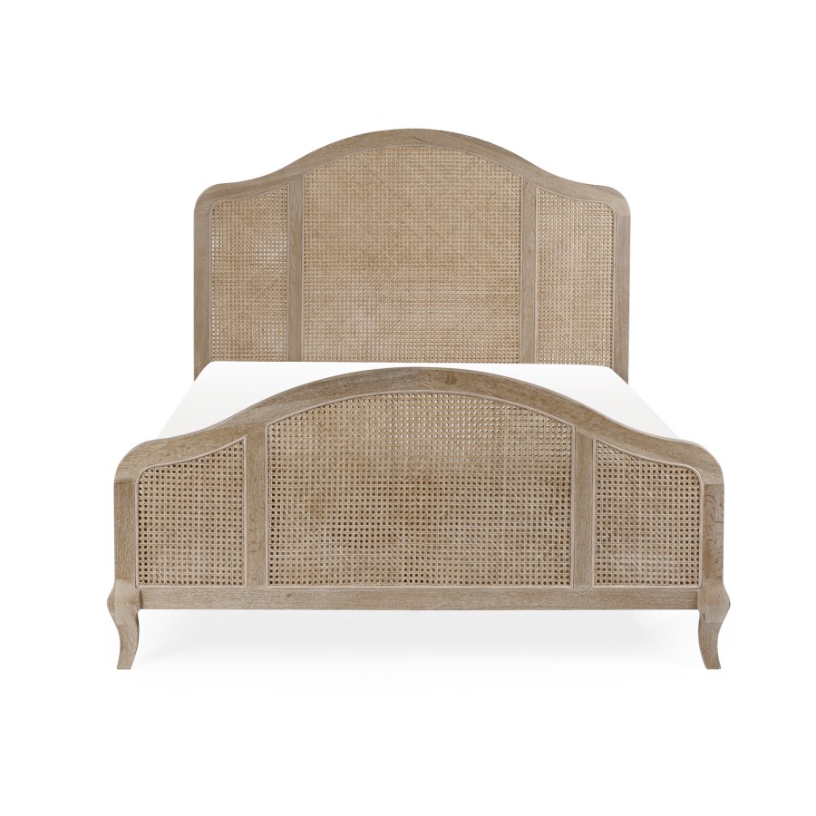 Light Oak Rattan Double Bed Frame - Fleur