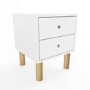 Kids White Scandi 2 Drawer Bedside Table with Wooden Legs - Juni