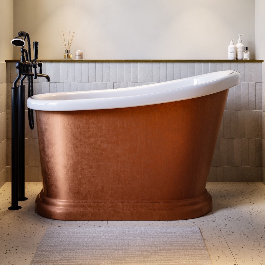 Copper Effect Roll Top Deep Freestanding Bath 1300 x 720mm - Florence
