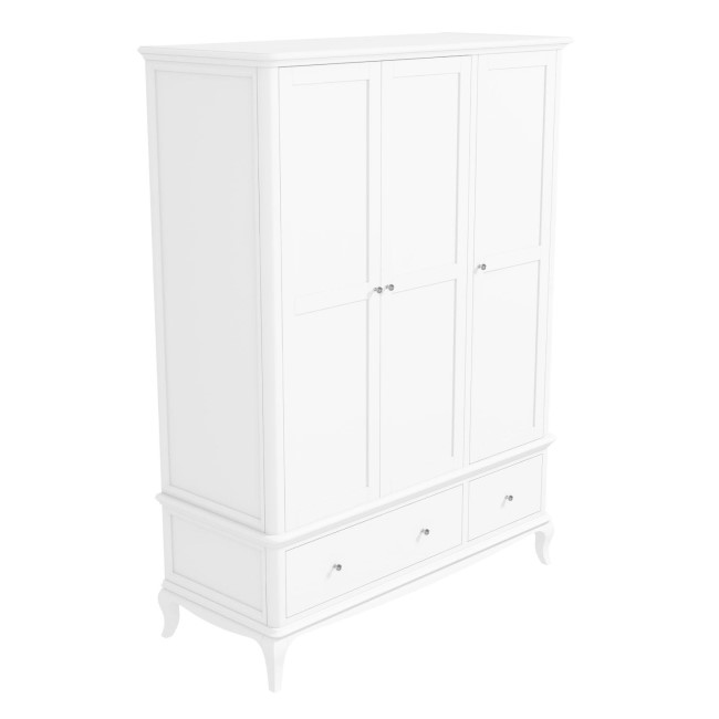 Florentine Triple White Wardrobe with Drawers - French Style