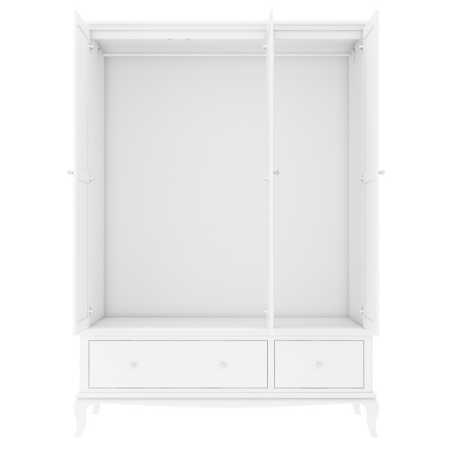 Florentine Triple White Wardrobe with Drawers - French Style