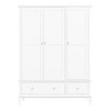 GRADE A2 - Florentine Triple White Wardrobe with Drawers - French Style