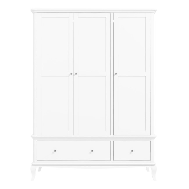 Florentine Triple White Wardrobe with Drawers - French Style