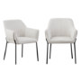 Set of 2 Cream Fabric Dining Chairs with Folding Arm Detail - Fiona