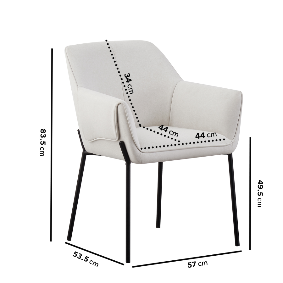 Ceramic Extendable Dining Table Set with 6 Cream Fabric Dining Chairs - Seats 6 - Camilla