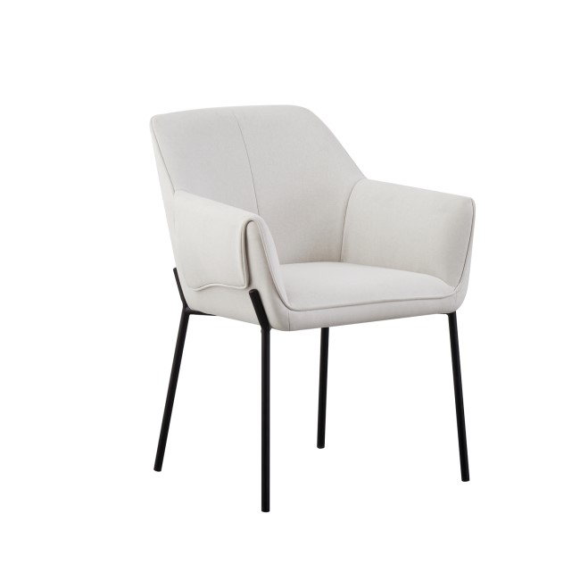 Set of 2 Cream Fabric Dining Chairs with Folding Arm Detail - Fiona