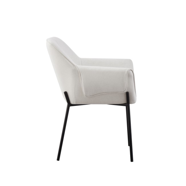 Set of 2 Cream Fabric Dining Chairs with Folding Arm Detail - Fiona