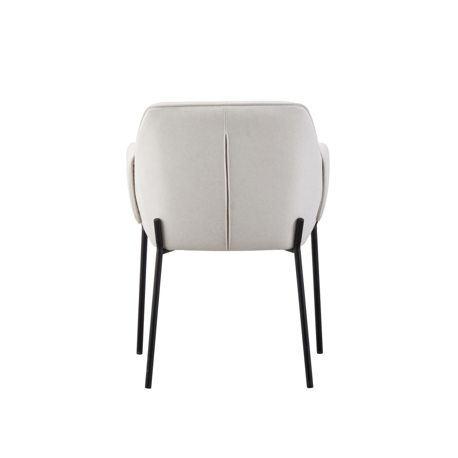 Set of 4 Cream Upholstered Modern Dining Chairs with Arms - Fiona