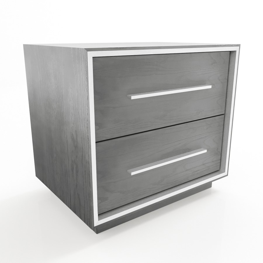 GRADE A1 - Grey Oak Rustic 2 Drawer Bedside Table - Franco