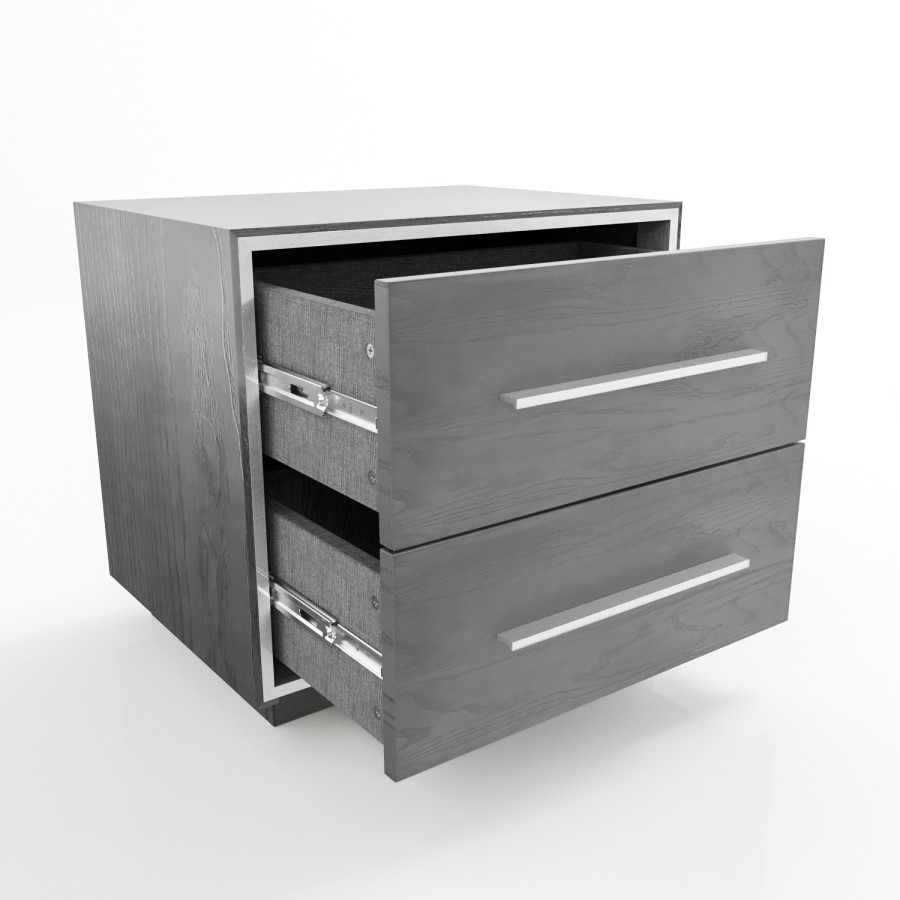 GRADE A1 - Grey Oak Rustic 2 Drawer Bedside Table - Franco