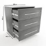 GRADE A1 - Grey Oak Rustic Chest of 3 Drawers - Franco