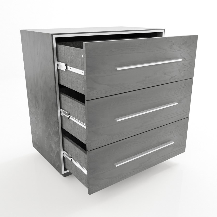 Grey Oak Rustic Chest of 3 Drawers - Franco