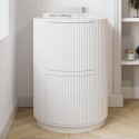 FNI002 Small White Ribbed Office Filing Cabinet with 2 Drawers - Finn