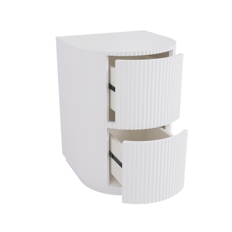 Small White Ribbed Office Cupboard and Drawers - Finn