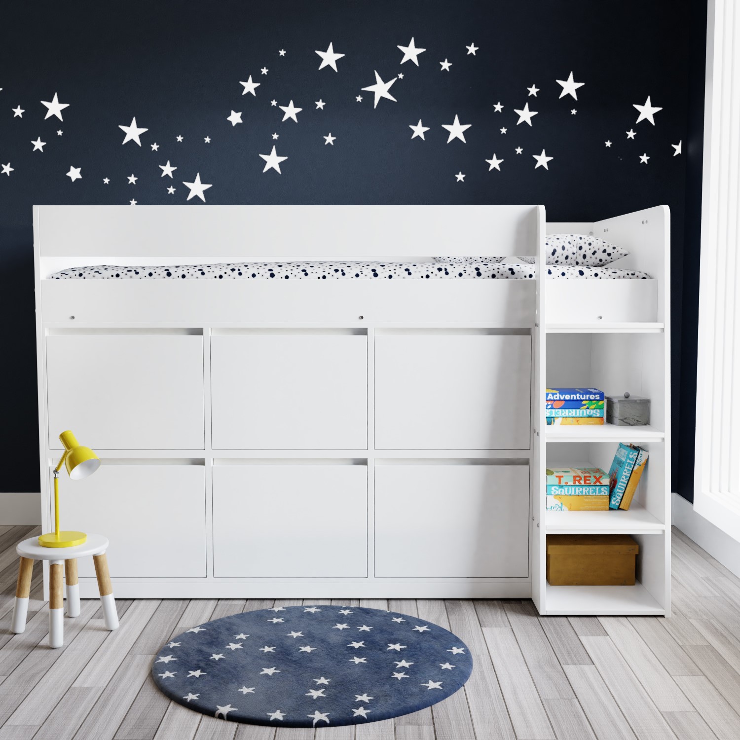 GRADE A1 Finley White Cabin Bed with 6 Storage Drawers Furniture123