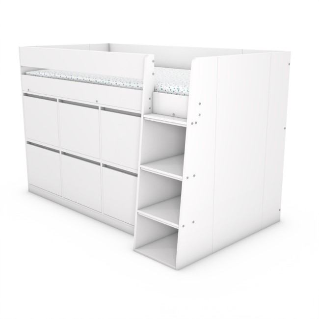 White Mid Sleeper Cabin Bed with Storage Drawers - Finley