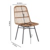Set of 2 Brown Rattan Dining Chairs with Black Legs - Fion