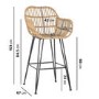 GRADE A1 - Set of 2 Brown Rattan Effect Kitchen Stools with Backs - 66cm - Fion