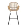Set of 2 Brown Rattan Effect Kitchen Stools with Backs - 66cm - Fion