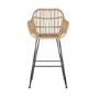 GRADE A1 - Set of 2 Brown Rattan Effect Kitchen Stools with Backs - 66cm - Fion