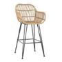 GRADE A1 - Set of 2 Brown Rattan Effect Kitchen Stools with Backs - 66cm - Fion