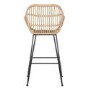 GRADE A1 - Set of 2 Brown Rattan Effect Kitchen Stools with Backs - 66cm - Fion