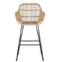 Set of 2 Brown Rattan Effect Bar Stools with Backs - 75 cm - Fion