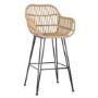 Set of 2 Brown Rattan Effect Bar Stools with Backs - 75 cm - Fion