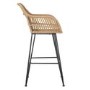 Set of 2 Brown Rattan Effect Bar Stools with Backs - 75 cm - Fion