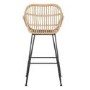 Set of 2 Brown Rattan Effect Bar Stools with Backs - 75 cm - Fion