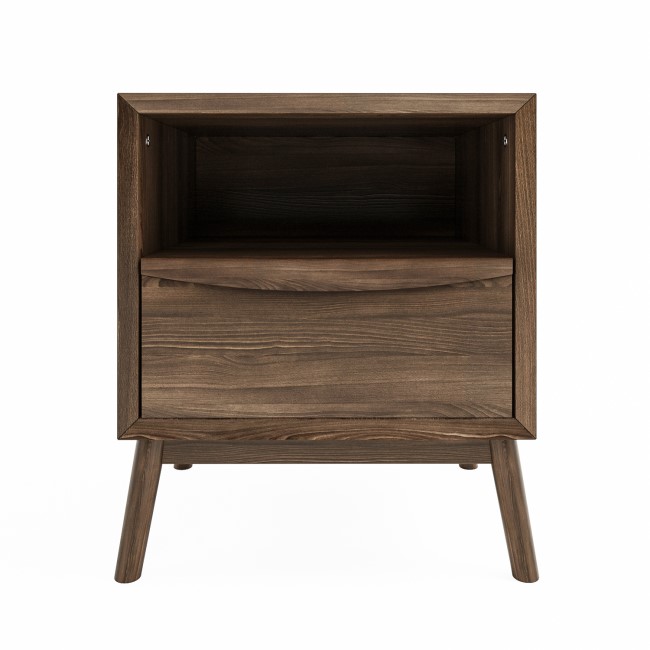 ALMOST PERFECT - Walnut Mid-Century Bedside Table with Drawer - Frances