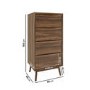 Tall Narrow Walnut Mid-Century Chest of 4 Drawers with Legs - Frances
