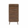 Tall Narrow Walnut Mid-Century Chest of 4 Drawers with Legs - Frances