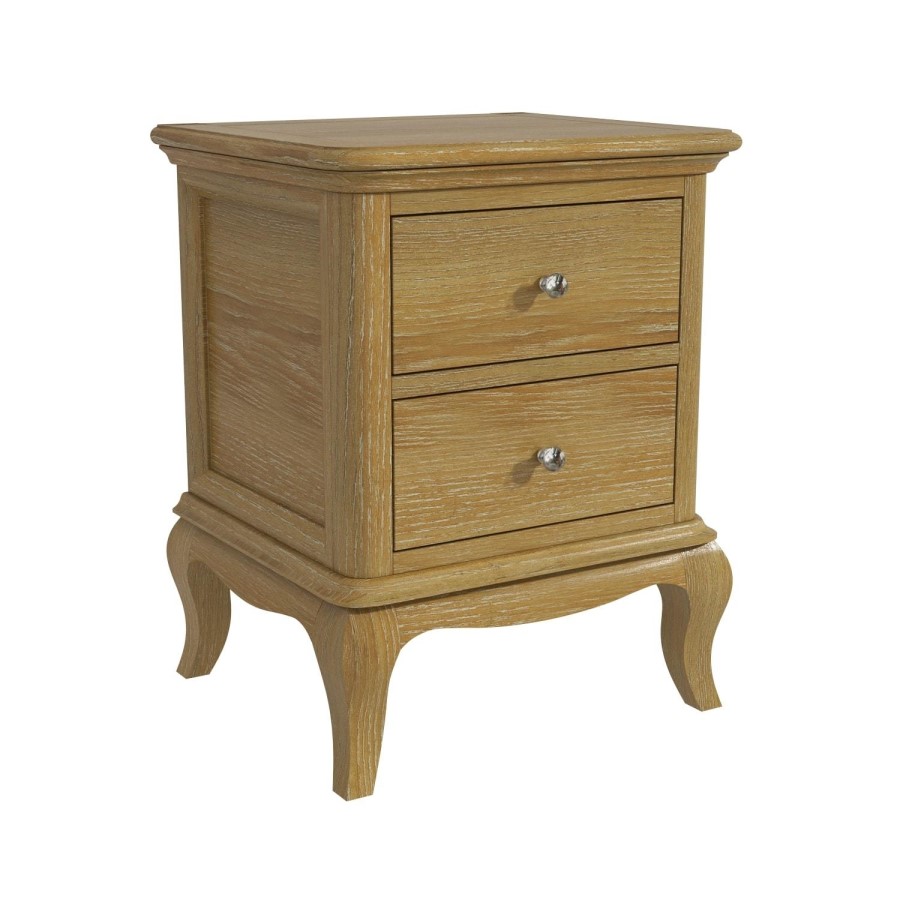 Fonteyn Solid Oak Bedside Table with 2 Drawers - French Style