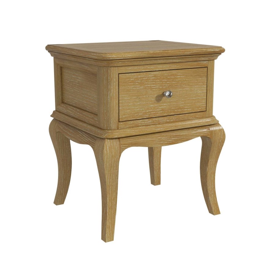 GRADE A1 - Fonteyn Solid Oak Bedside Table with 1 Drawer - French Style