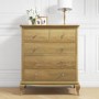 GRADE A1 - Fonteyn 2+3 Chest of Drawers in Washed Solid Oak - French Style
