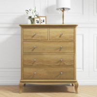 GRADE A1 - Fonteyn 2+3 Chest of Drawers in Washed Solid Oak - French Style
