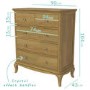GRADE A2 - Fonteyn 2+3 Solid Oak Chest of Drawers - French Style