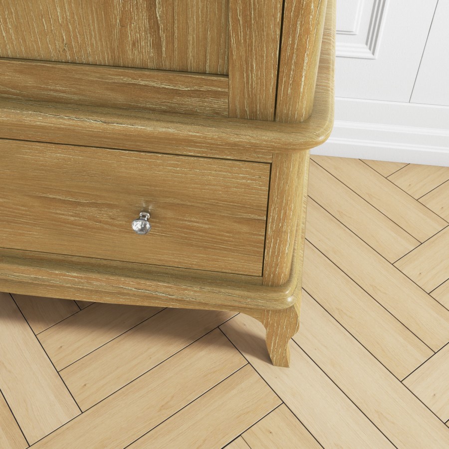 Fonteyn Solid Oak Wardrobe 2 Door 1 Drawer  - French Style