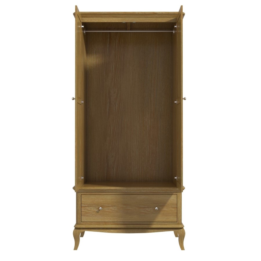 Fonteyn Solid Oak Wardrobe 2 Door 1 Drawer  - French Style